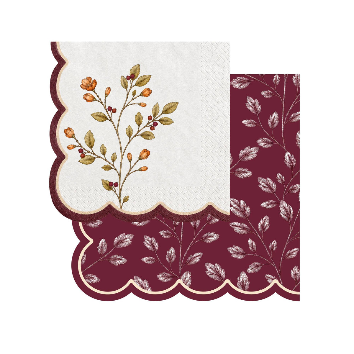 Mulberry Leaf Scalloped Edge Lunch Napkins