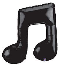 #487 Black Double Music Note 40in Balloon