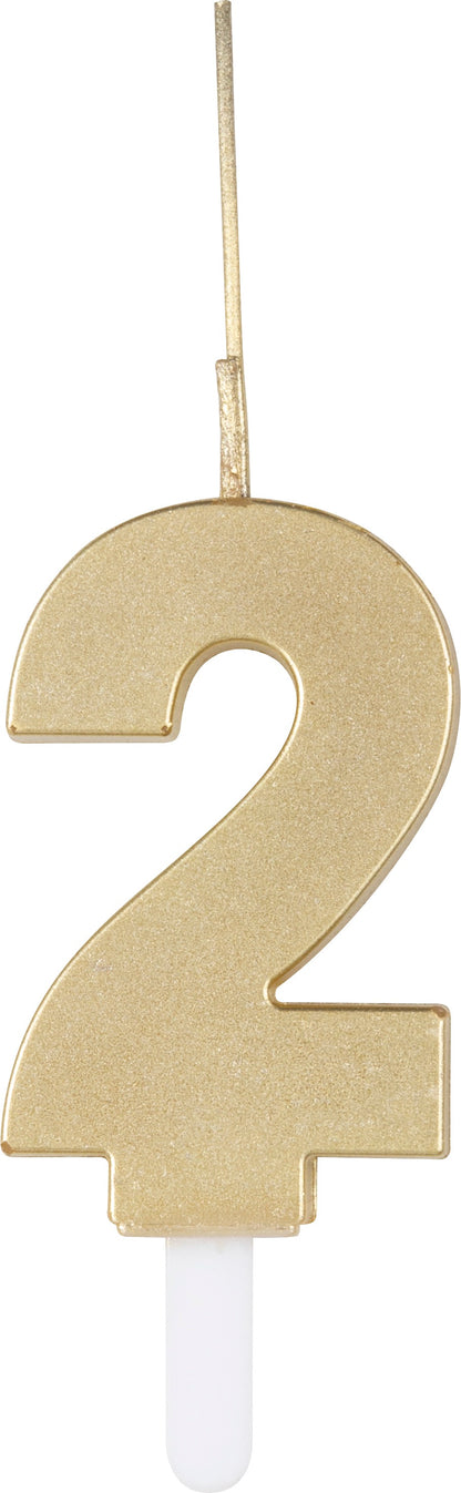 Gold Number Sparkler-Topped Birthday Candle