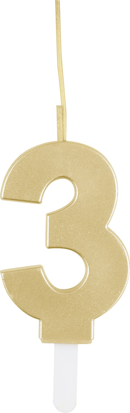 Gold Number Sparkler-Topped Birthday Candle