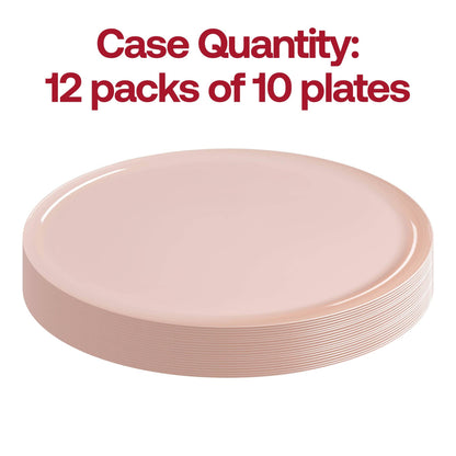 8.5" Pink Flat Round Plastic Appetizer/Salad Plates - 10 pcs