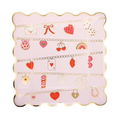 Valentines Charm Scalloped Square Plates 8ct