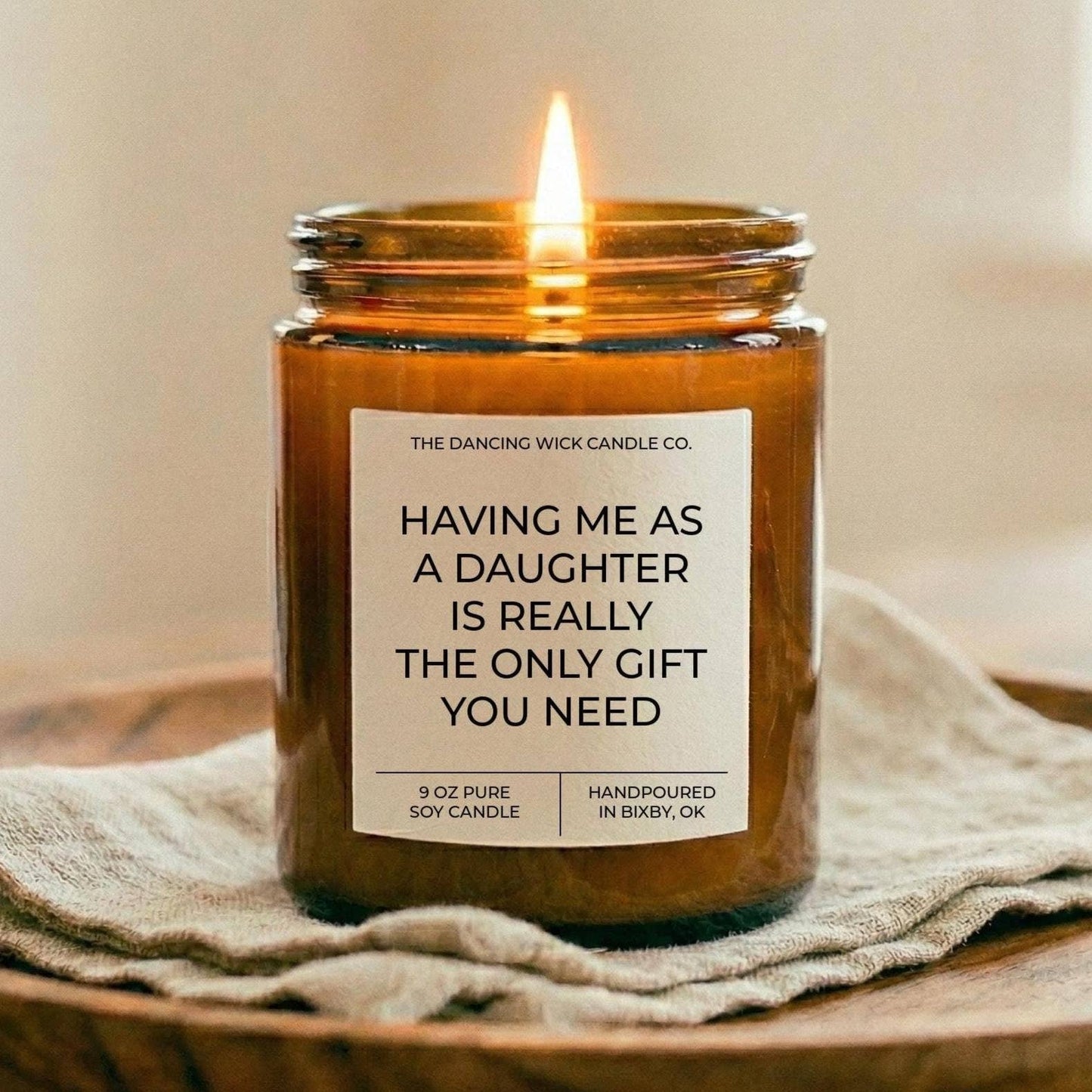 Funny Daughter Gift Candle | Gift for Mom or Dad | Amber Jar