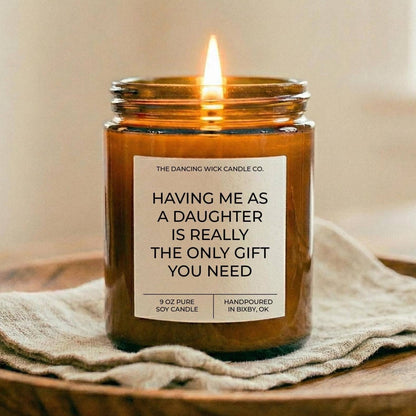 Funny Daughter Gift Candle | Gift for Mom or Dad | Amber Jar