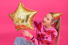#075 Happy Birthday Gold Star 18in Balloon
