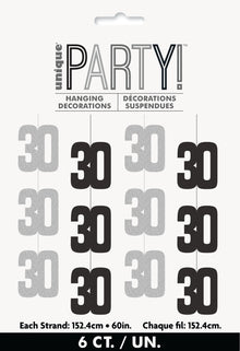 Glitz Black Hanging Decorations 5ft - 30