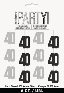 Glitz Black Hanging Decorations 5ft - 40