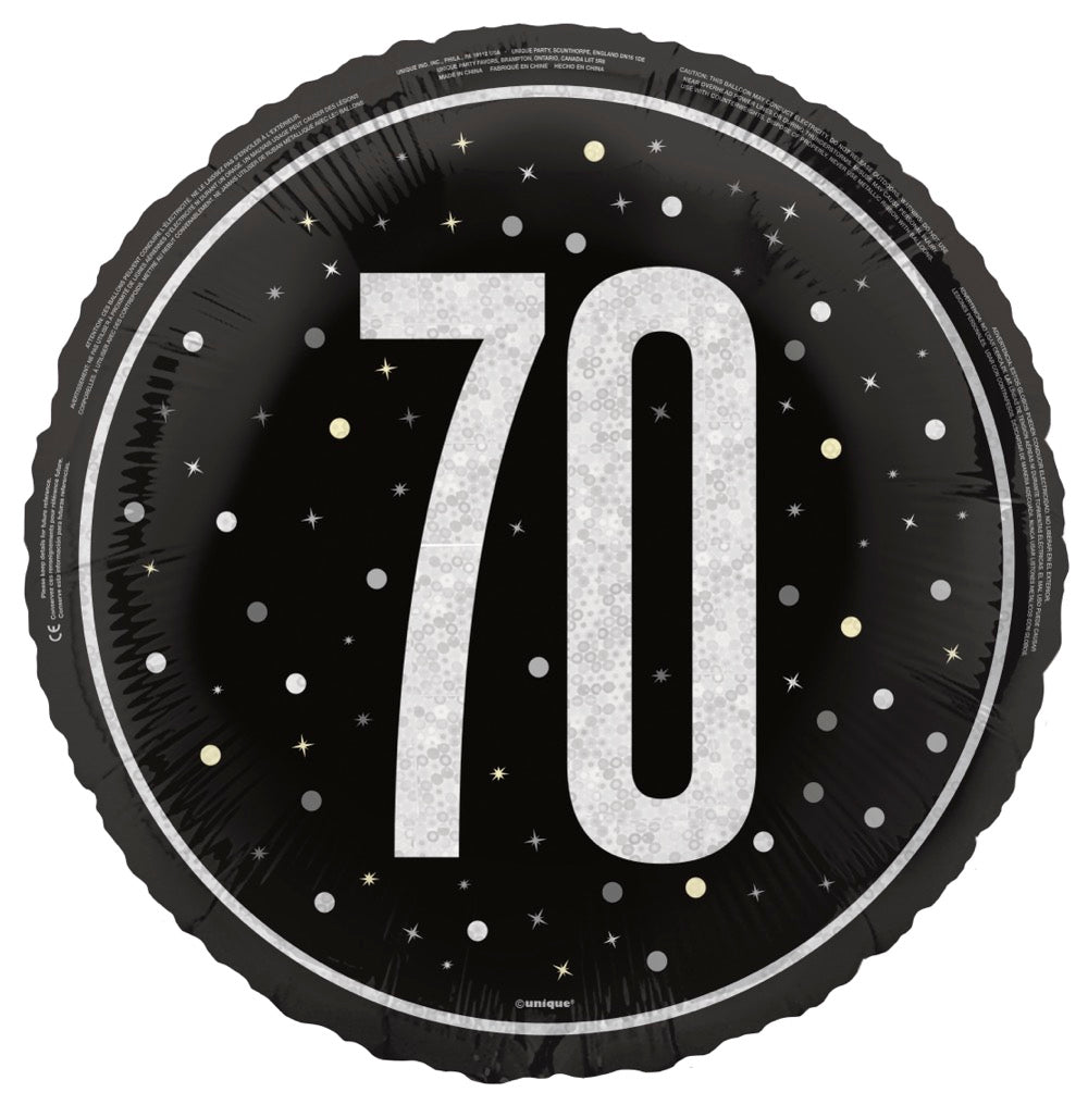 #128 GLITZ Black 70 18in Balloon