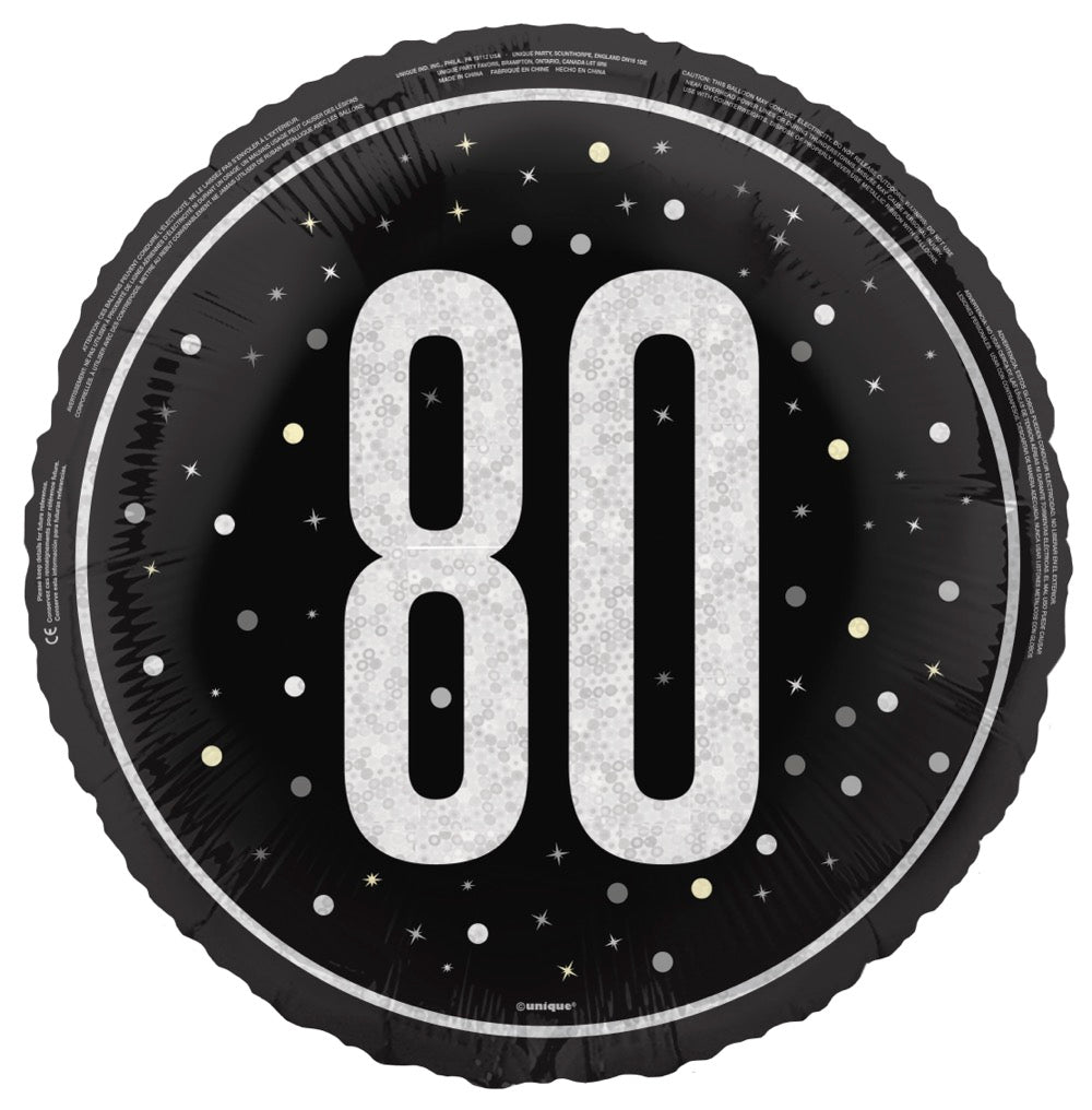 Glitz Black 80 18in Mylar Balloon