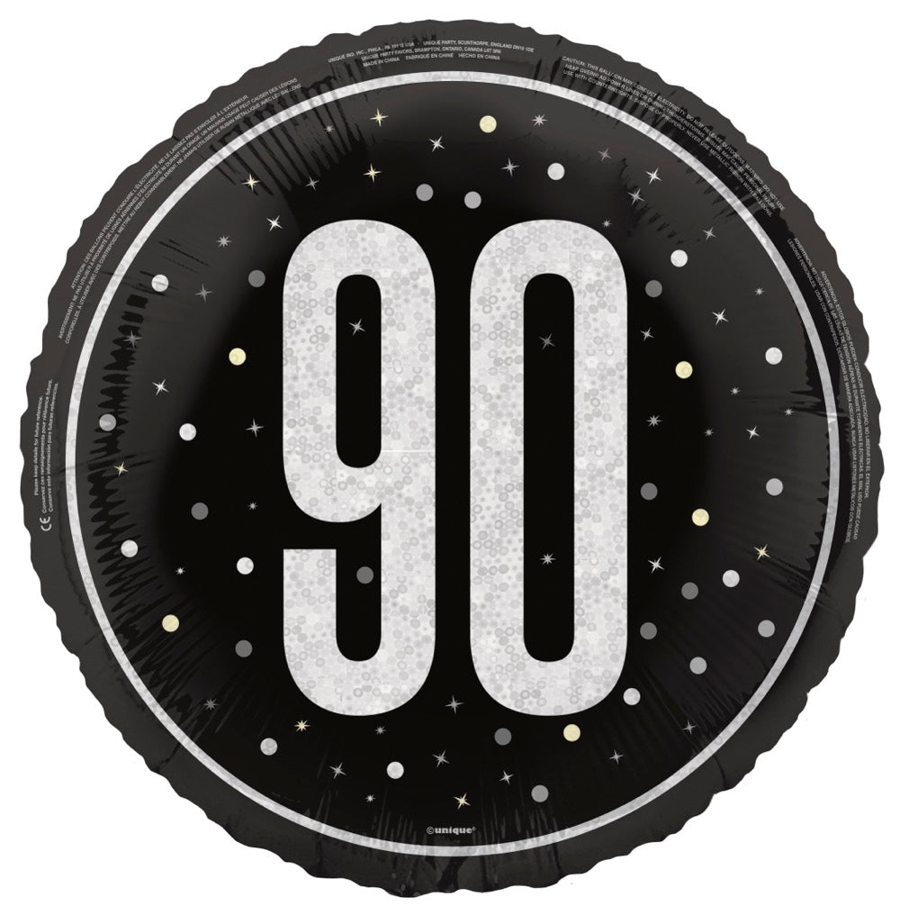 #130 GLITZ Black 90 18in Balloon