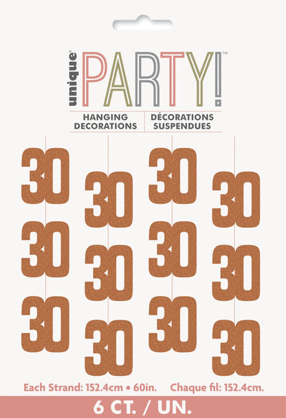 Glitz Rose Gold Hanging Decorations 5ft - 30