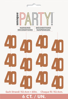 Glitz Rose Gold Hanging Decorations 5ft - 40