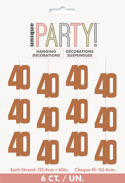 Glitz Rose Gold Hanging Decorations 5ft - 40