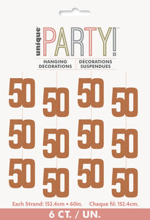 Glitz Rose Gold Hanging Decorations 5ft - 50