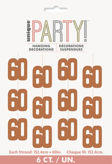 Glitz Rose Gold Hanging Decorations 5ft - 60