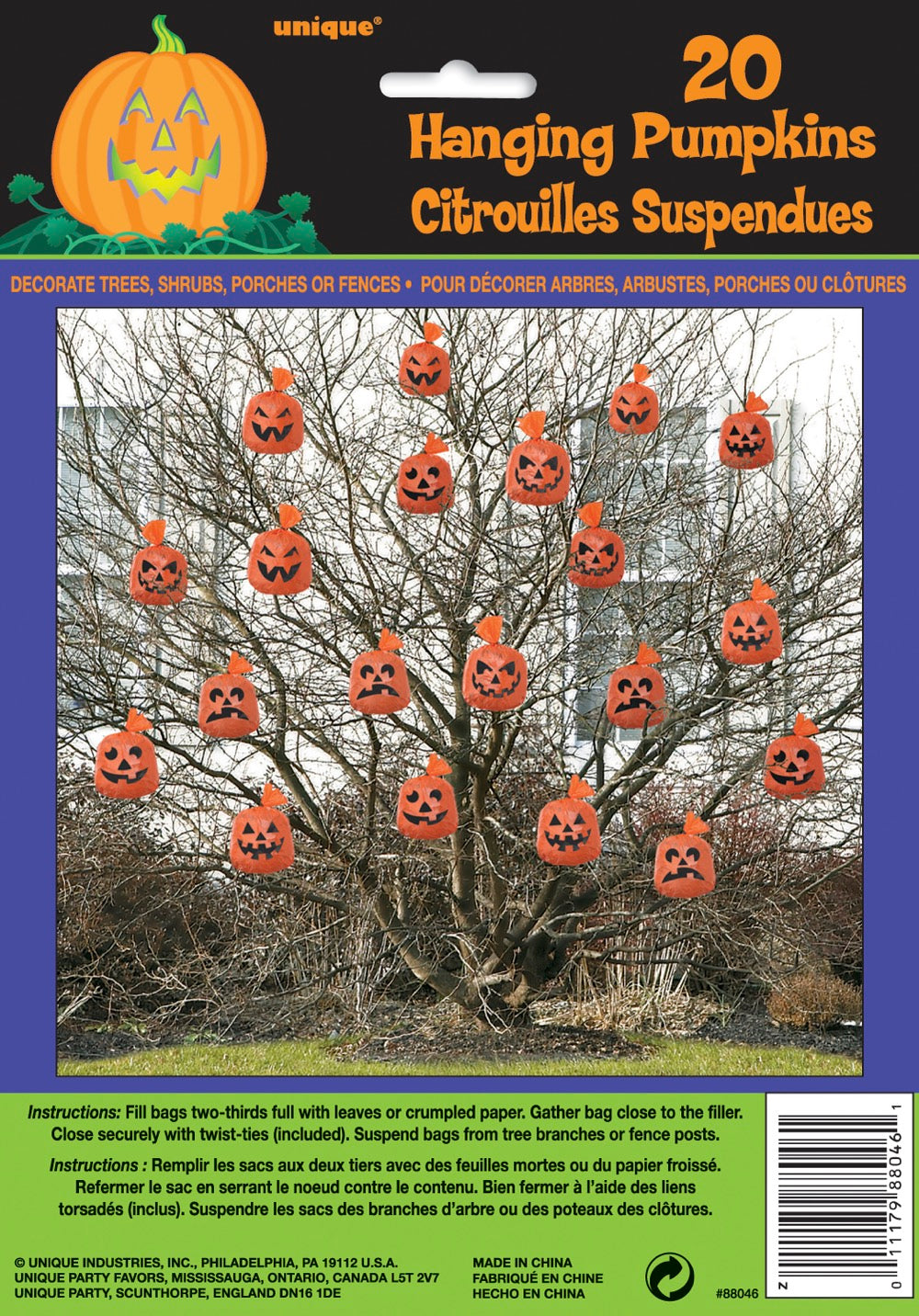 Pumpkin Hanging Leaf Bags 20ct