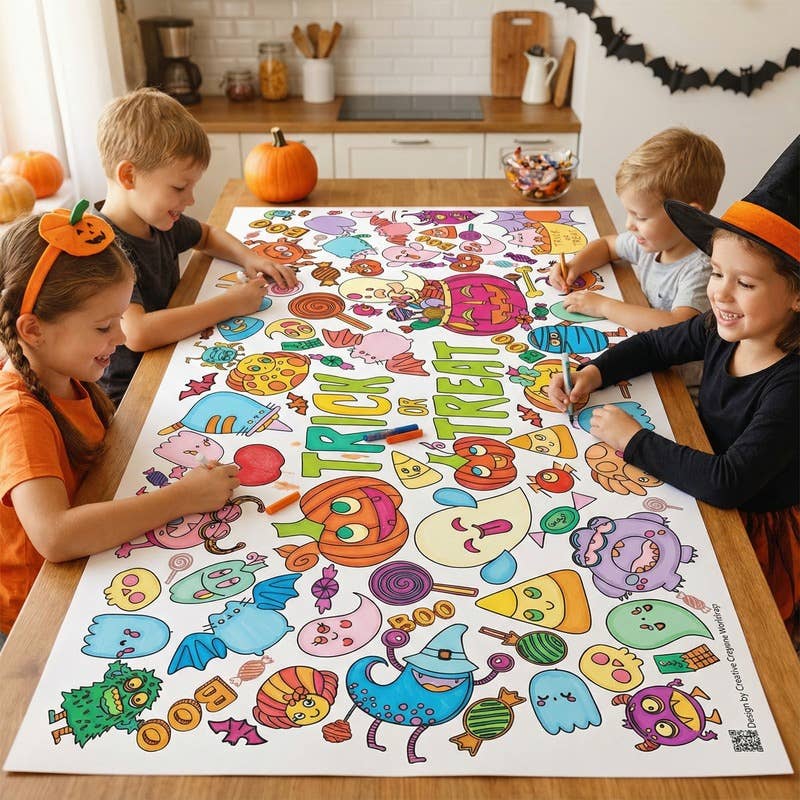 Halloween Coloring Tablecloth | Kids Halloween Party Decor