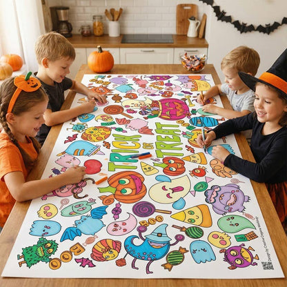 Halloween Coloring Tablecloth | Kids Halloween Party Decor