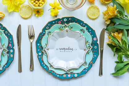 8 Ramadan White Dessert Plates