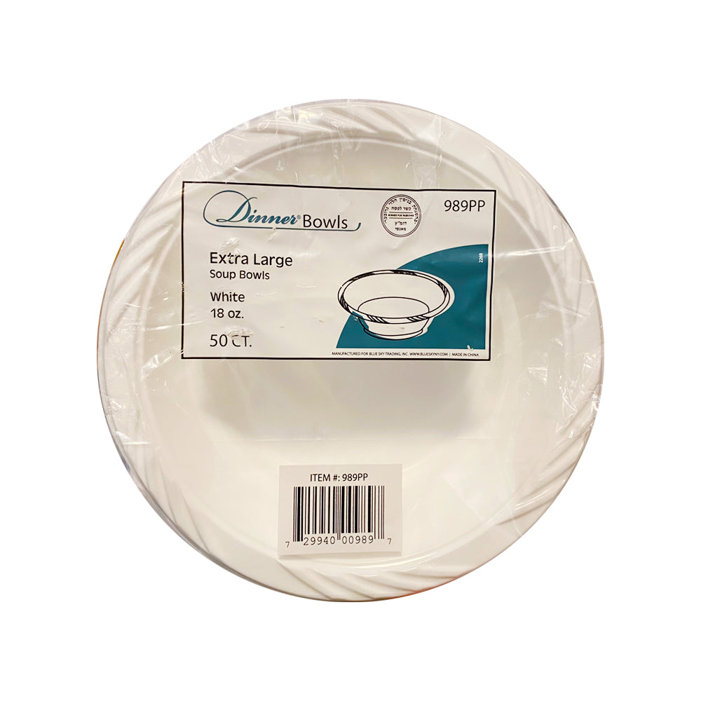 18oz White Plastic Bowls 50ct