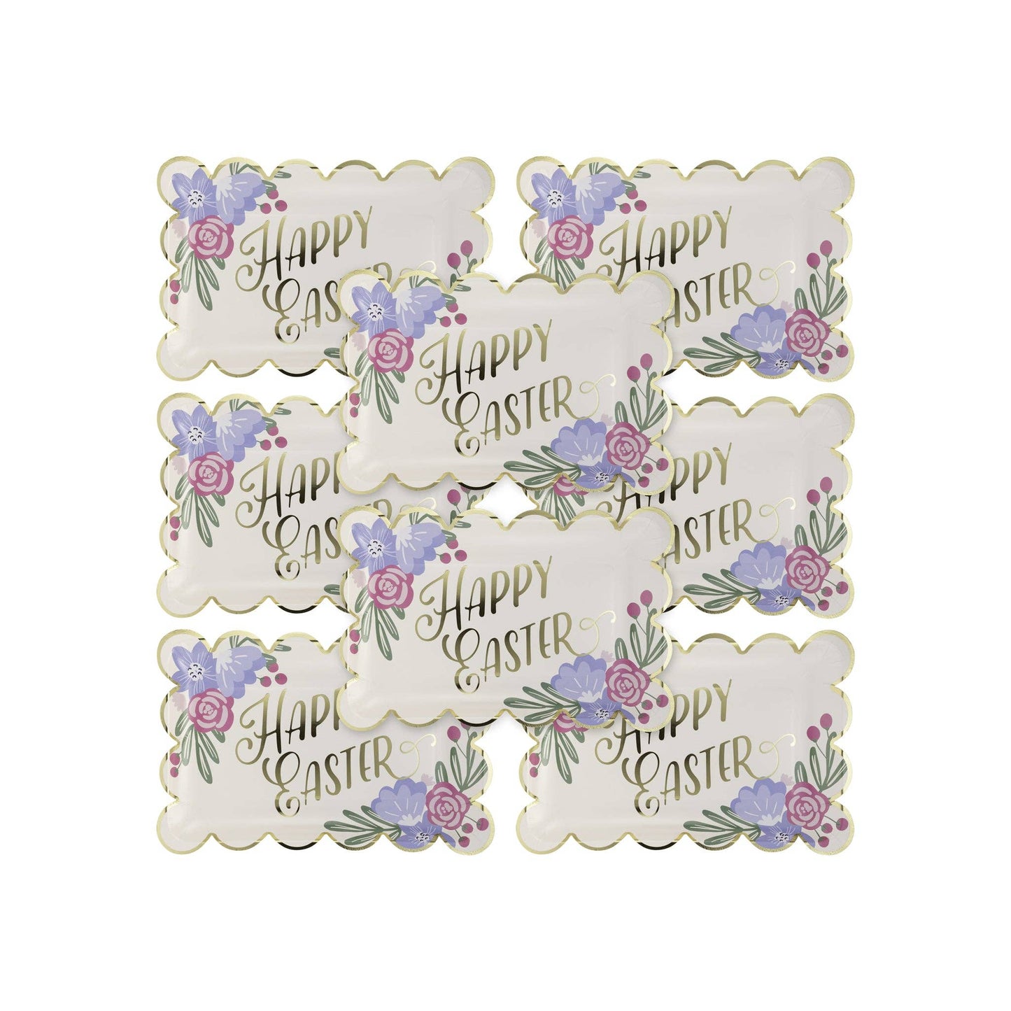 Happy Easter Scallop Paper Plate