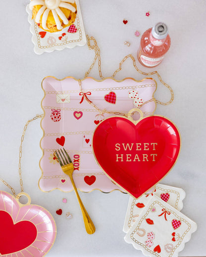 Valentines Charm Scalloped Square Plates 8ct