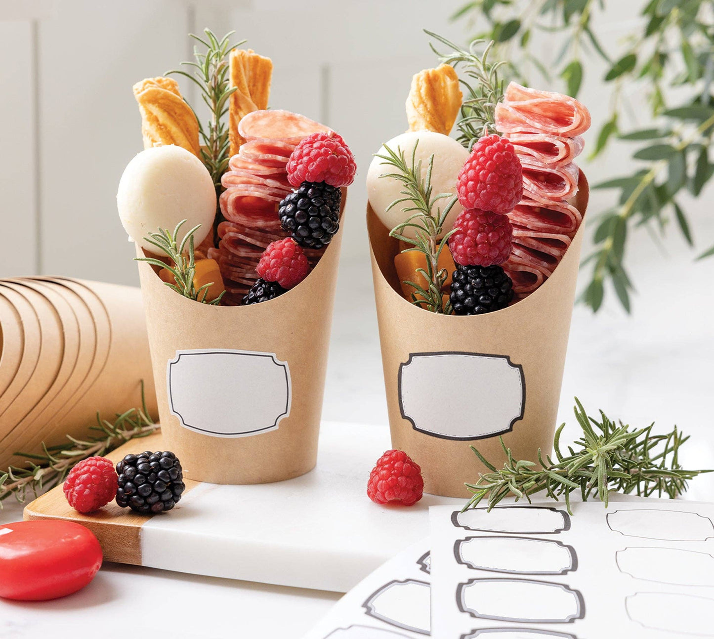 Kraft Charcuterie Cups with sticker labels (24ct)