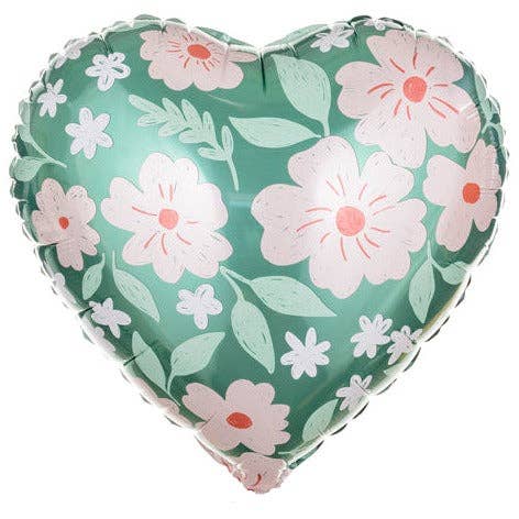 #072 Heart with Flowers 18in Balloon