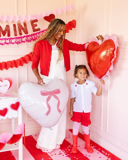 #071 Bow Heart Mylar Balloon