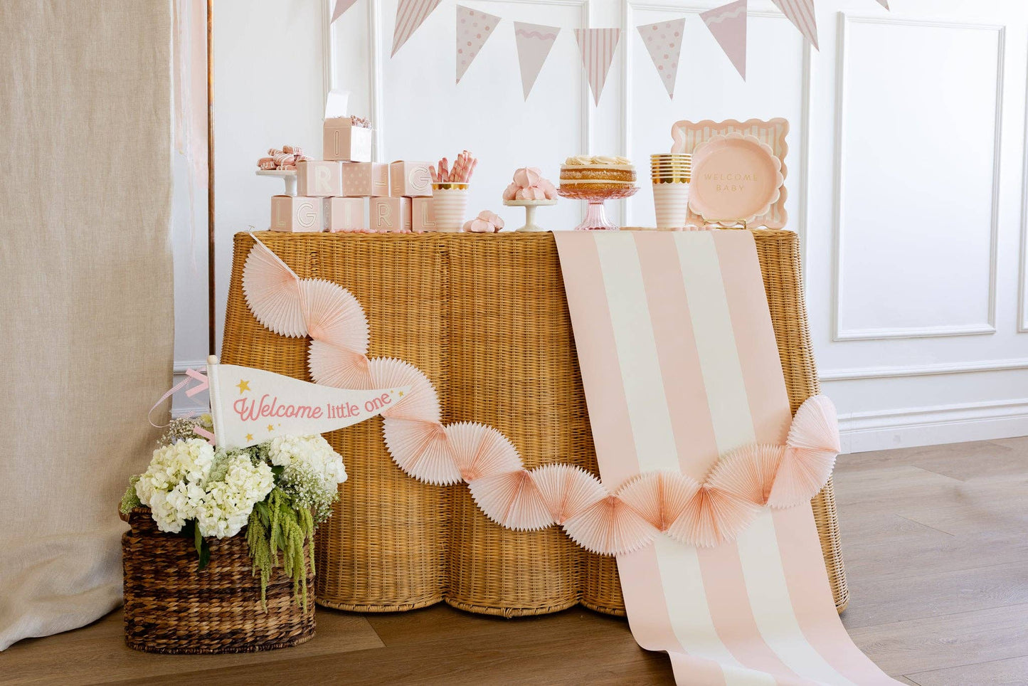 Pink Striped Table Runner