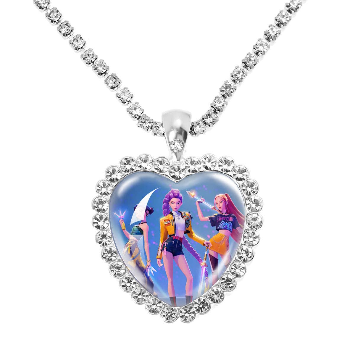 KDH k-pop inspired Gem Heart Rhinestone Necklace