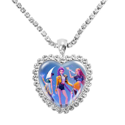 KDH k-pop inspired Gem Heart Rhinestone Necklace