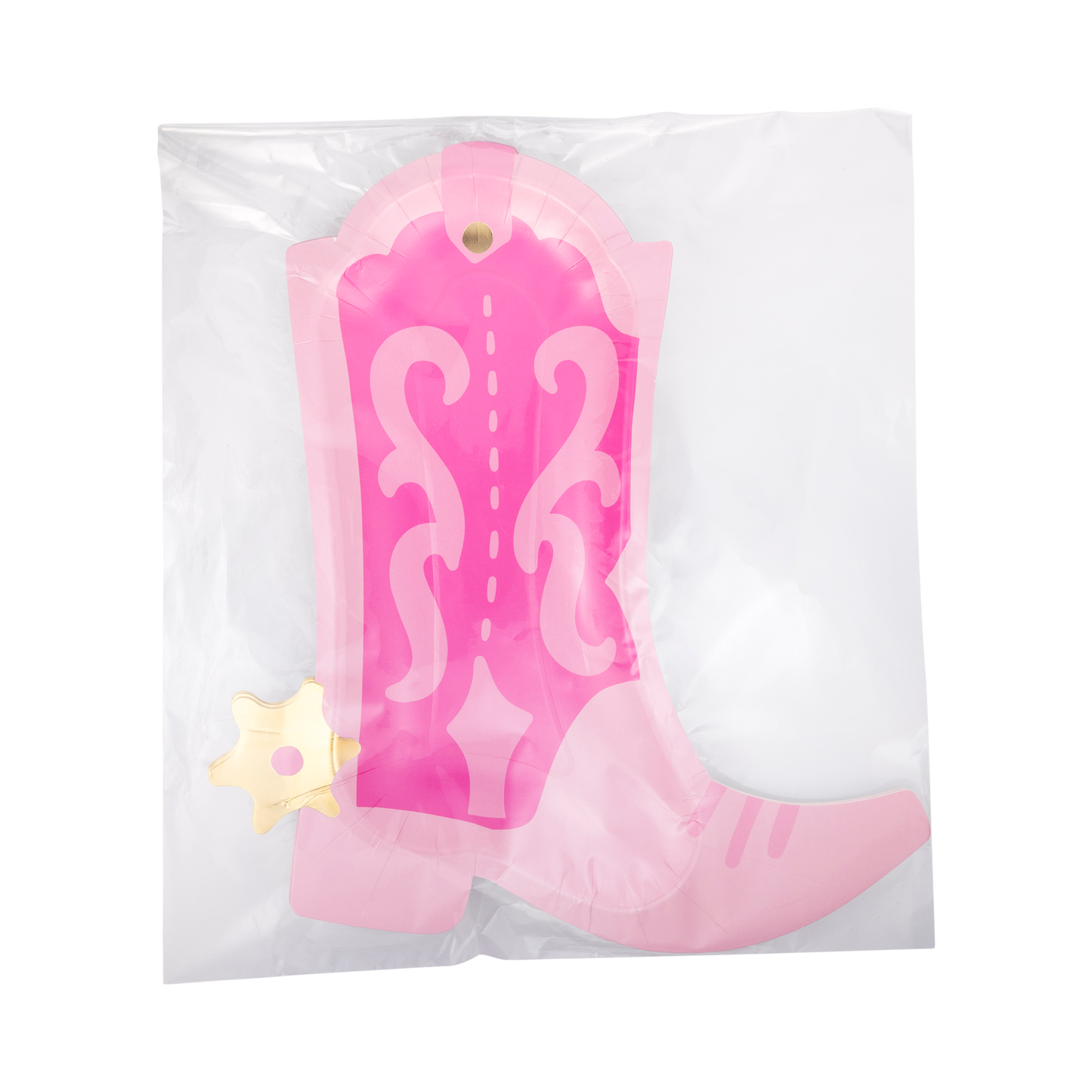 Cowgirl Pink Boot Shaped Plates 8ct