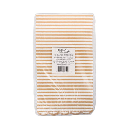 Tan Striped Dinner Dinner Napkins 24ct