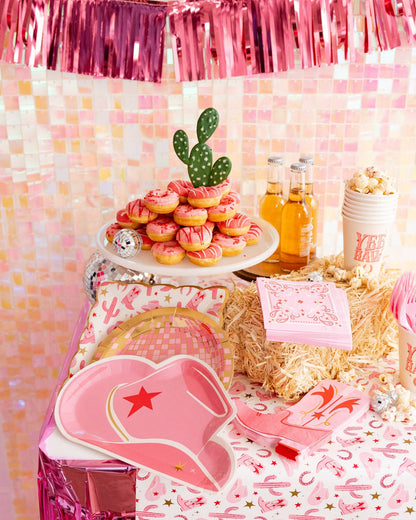 Cowgirl Hat Pink Shaped Paper Plates 8ct