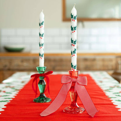 Holly Christmas Taper Candles - 1 Candle