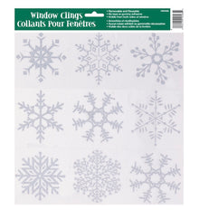 Silver Glitter Snowflakes Window Clings Sheet