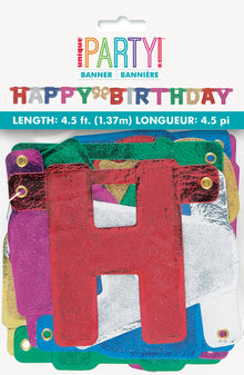 Happy Birthday Deluxe Glitter Jointed Banner