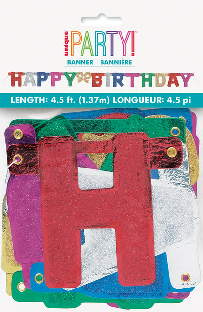 Happy Birthday Deluxe Glitter Jointed Banner