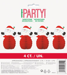 Santa Honeycomb Decorations 4ct