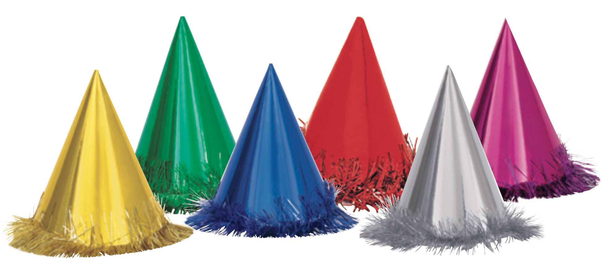Fringed Foil Hats - Assorted 6ct