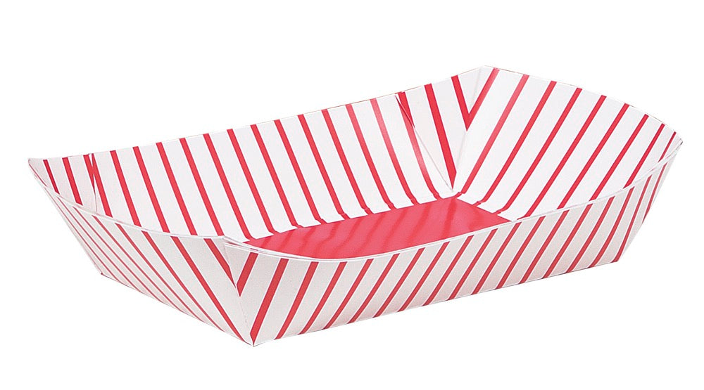 Red & White Striped Paper Snack Tray 4ct