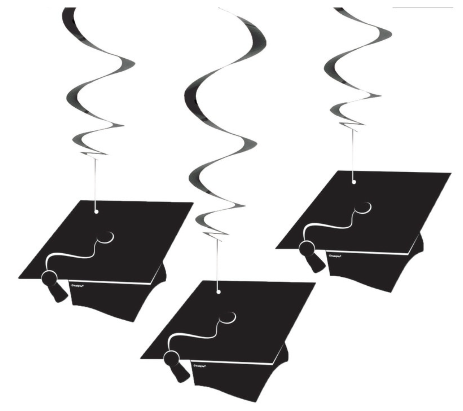 Grad Caps Swirl Decorations 3ct