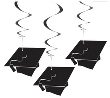 Grad Caps Swirl Decorations 3ct