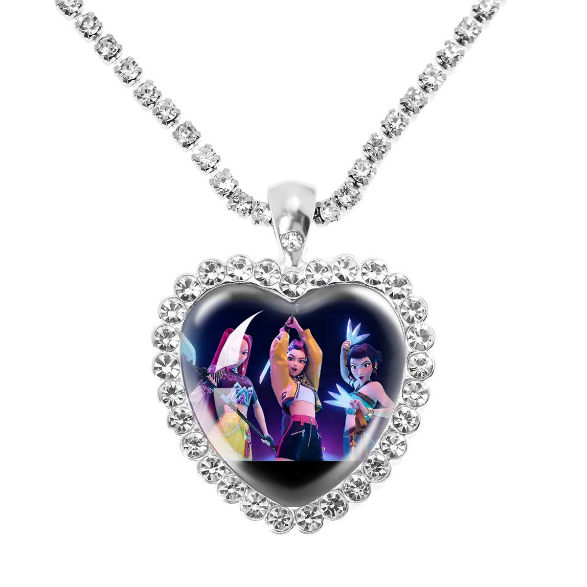 KDH k-pop inspired Gem Heart Rhinestone Necklace
