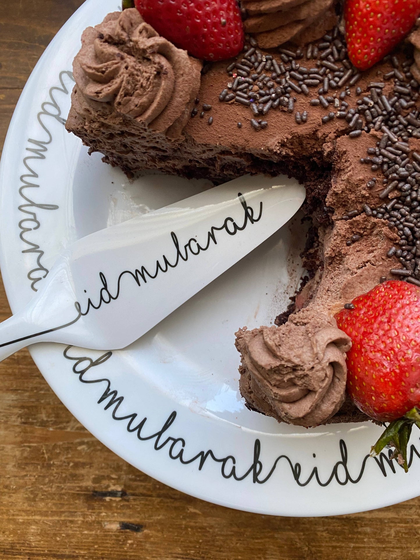 Eid Mubarak Cake Melamine Platter and Knife Set