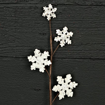 15in Glitter Wood Snowflake Pick