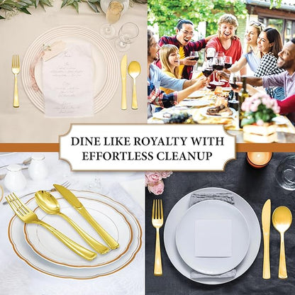 Gold Plastic Cutlery 50ct