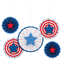 Red, White, & Blue Paper Fans With Stars 5ct