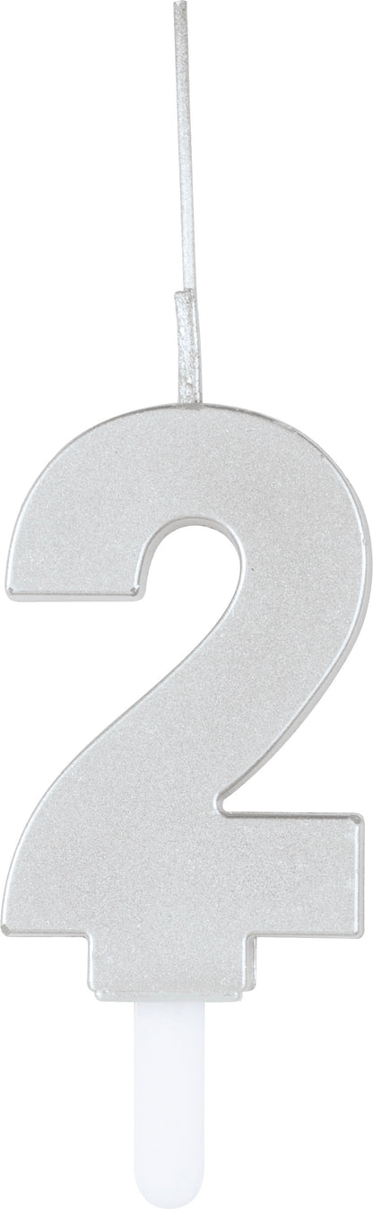 Silver Number Sparkler-Topped Birthday Candle